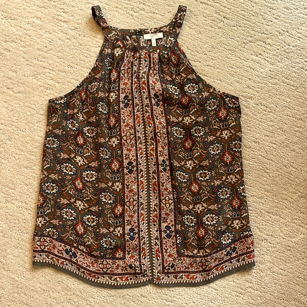 Joie Olive Green Paisley Halter Tank Top